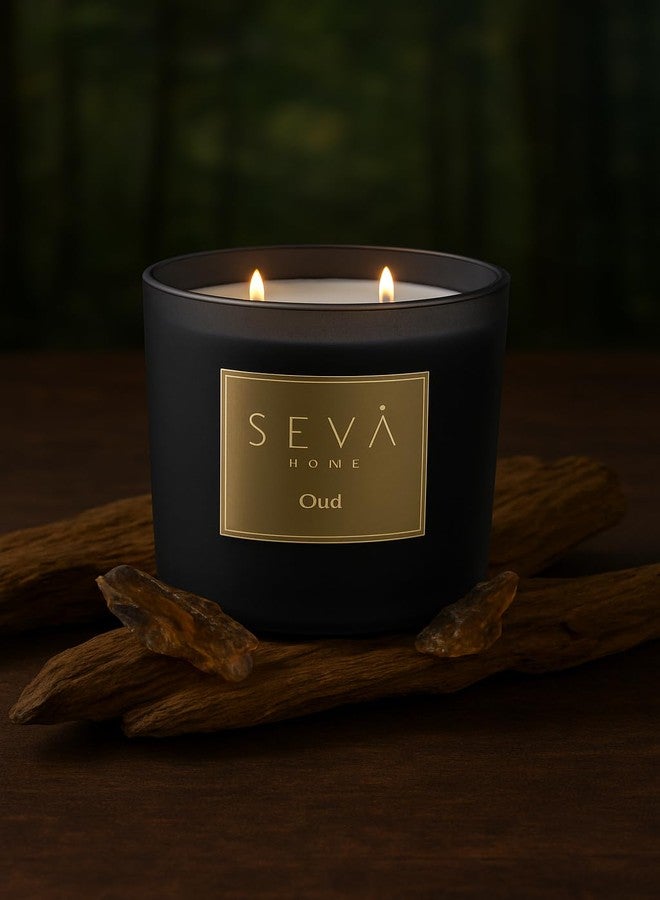 SEVA HOME Signature Scented Candle - Oud | 35 Hour Burn | Luxury Smoky & Exotic Aroma | Natural Soy Wax | Home Décor | Premium Gift for Men & Women - Image 4